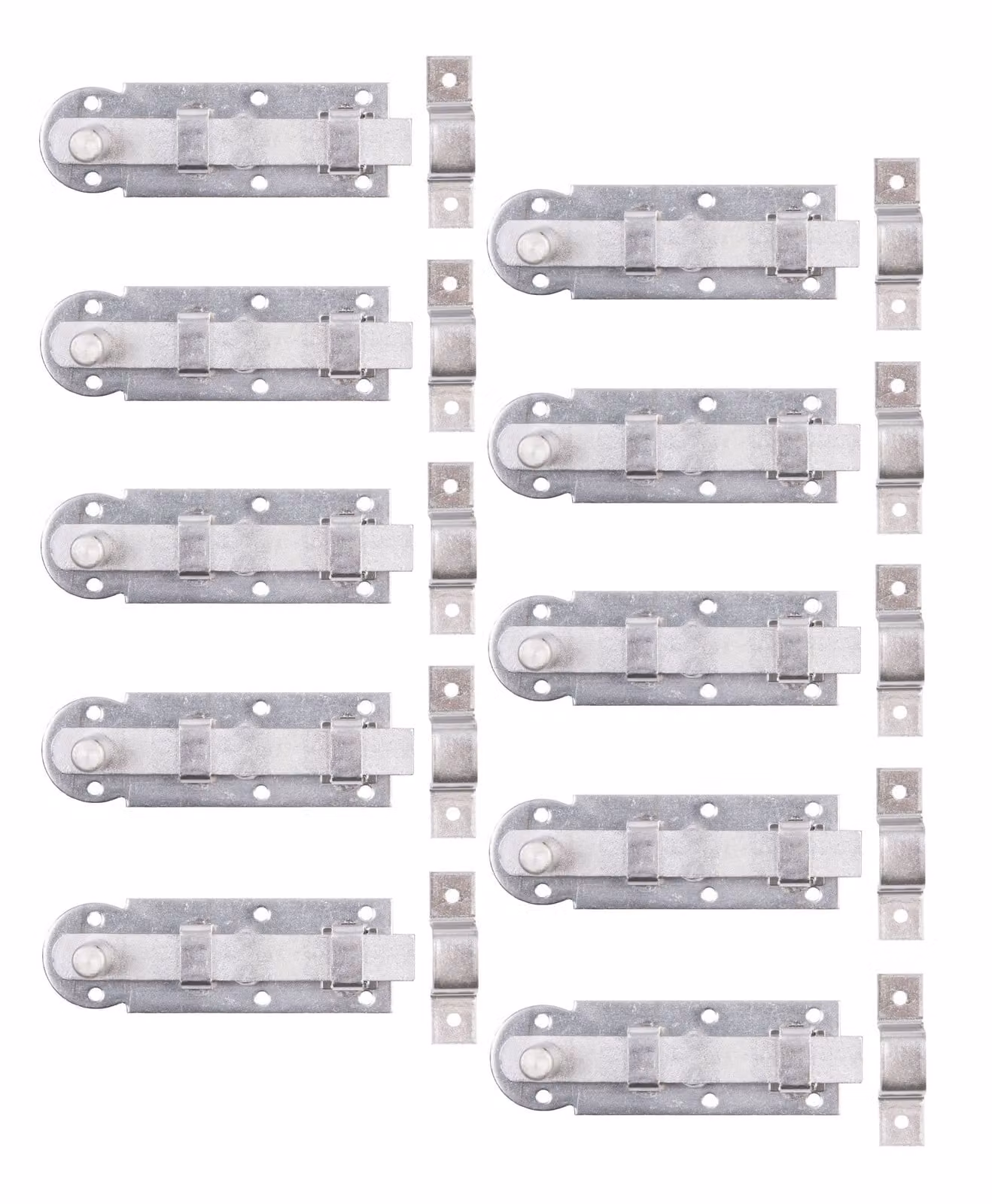 Alberts 840433 Scrocco per finestra, diritto, con occhiello fisso, acciaio inox, piastra 80 x 26 mm, set da 10