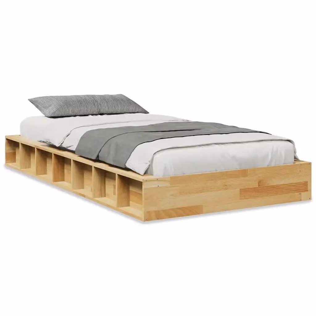 Struttura Letto con Compartimenti Laterali vidaXL in Legno Massello Colore Rovere L/P/H: 203 x 90 x 108 cm – 2