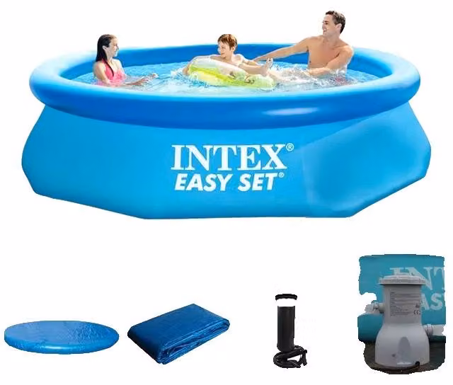 Piscina gonfiabile, facile da montare, realizzata con materiali resistenti, completa di tutti gli accessori