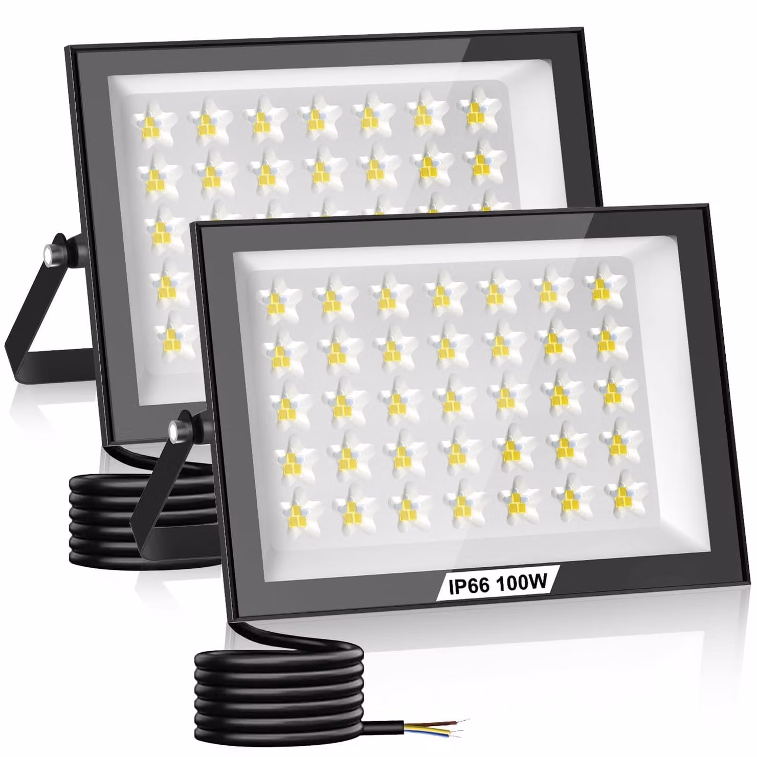 Faretto LED da esterno, 100W, confezione da 2, 10.000 lumen, 6500K, grado di protezione IP66