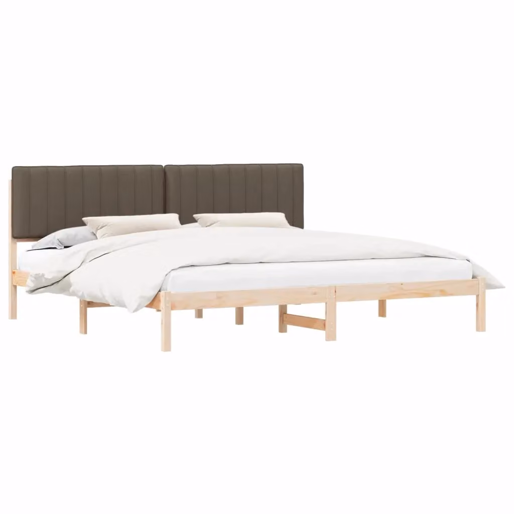 Letto moderno vidaXL con testiera rivestita in tessuto beige e struttura in legno di pino, L/P/H: 200 x 200 x 84,5 cm – 2