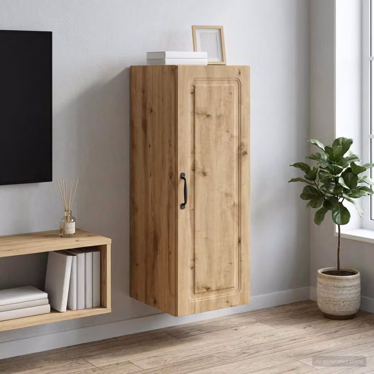 Mobiletto a muro vidaXL in legno marrone con ripiani regolabili, L/P/H: 33 x 34,5 x 90 cm