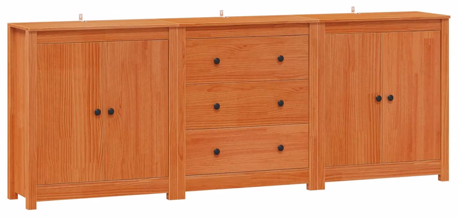 Credenza, 3 pezzi, color cera marrone, dimensioni 210 x 35 x 80 cm