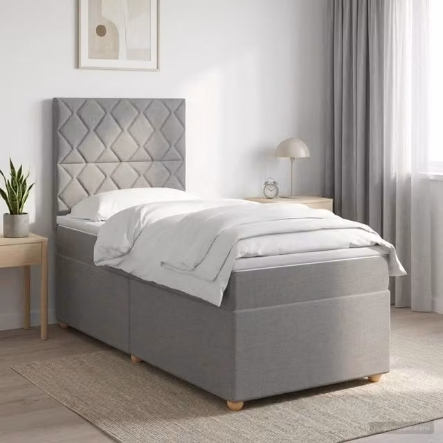 Letto box spring con materasso Grigio Chiaro 90 x 190 cm 3453781