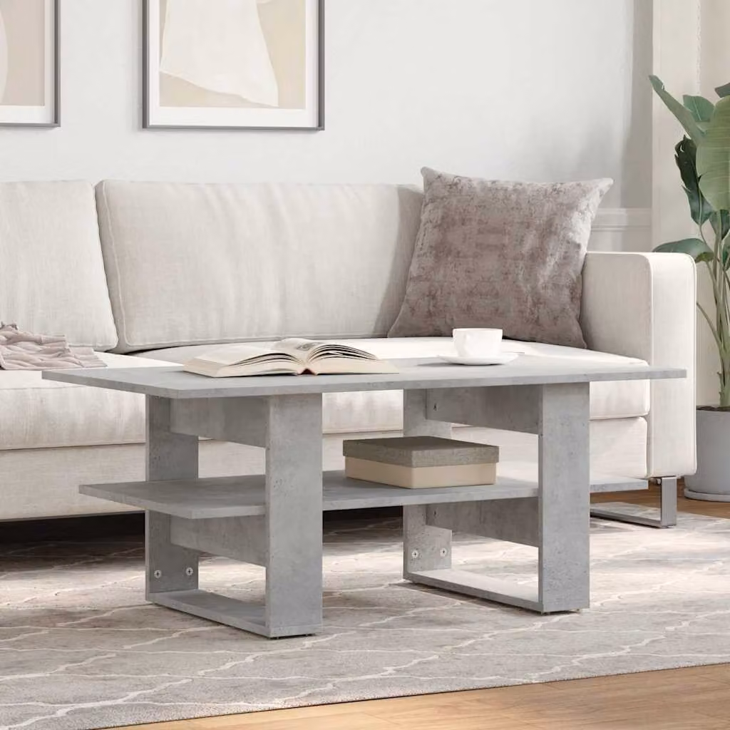 Tavolino da salotto vidaXL in legno e composito, colore grigio cemento, L 102 x P 55 x H 42 cm