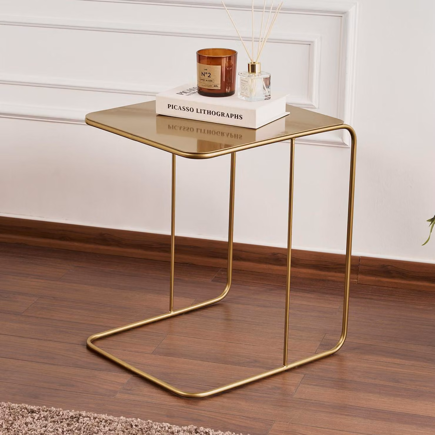 Cattaneo - Tavolino da Salotto, 47x46x57h cm oro Lucido, Forma Rettangolare