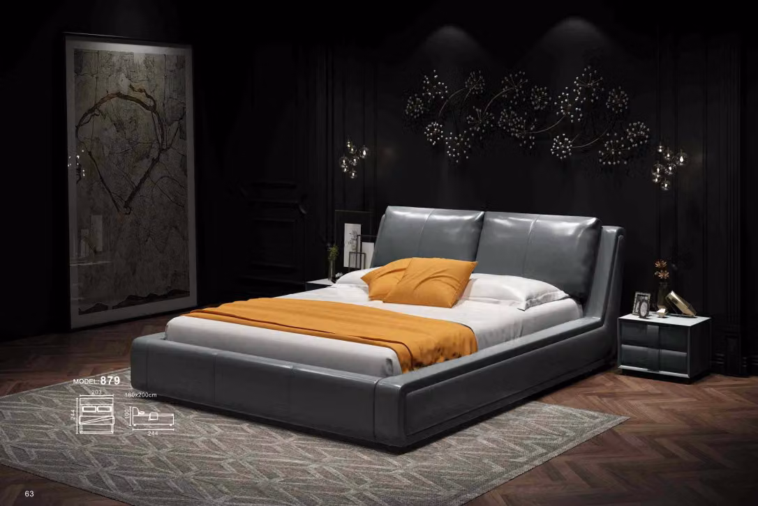 Designer Bett Luxus Doppel Leder Hotel Metall Betten Doppel Schlaf Zimmer