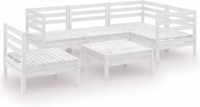 Set Salotto da Giardino 6 pz | Set di Mobili da Esterno in Legno Massello di Pino Bianco