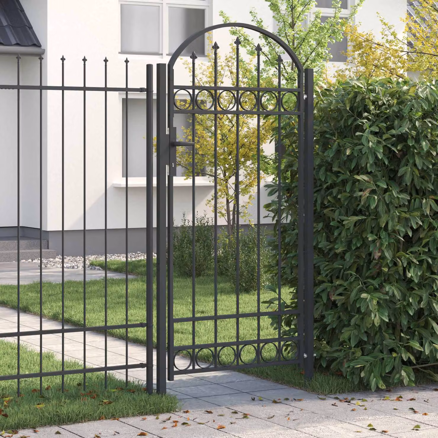 Cancello singolo per recinzione vidaXL ASSEN in acciaio grigio, L: 100 cm, H: 195 cm, bloccabile