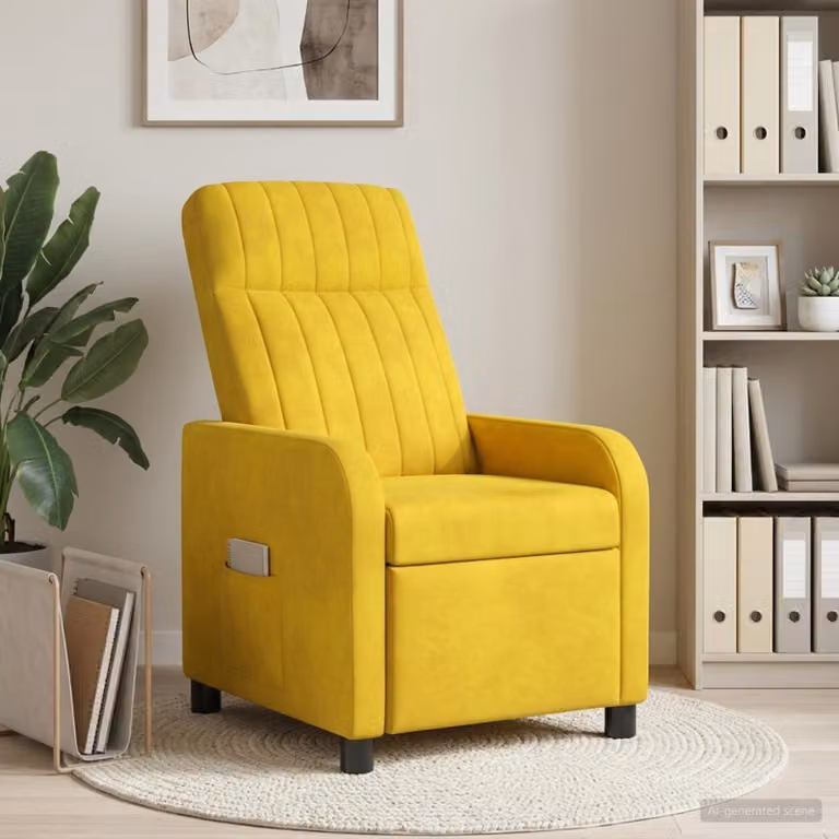 vidaXL Poltrona reclinabile moderna in velluto giallo con braccioli