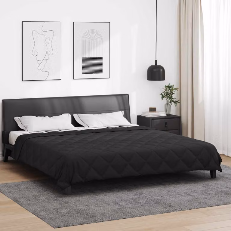 Piumone Completo Annuale vidaXL in Microfibra Nero 200 x 200 cm