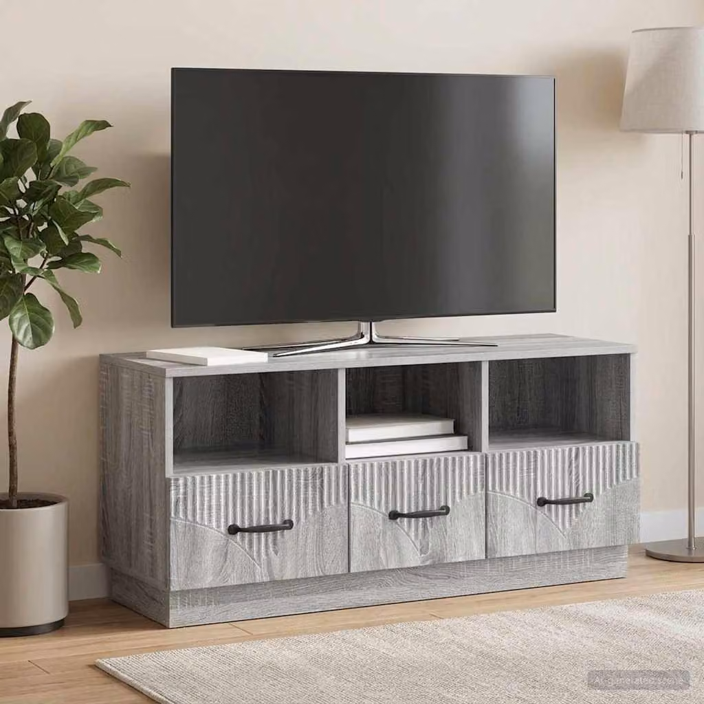 Mobile TV moderno vidaXL in legno ingegnerizzato grigio, L 102 x P 34,5 x H 47 cm