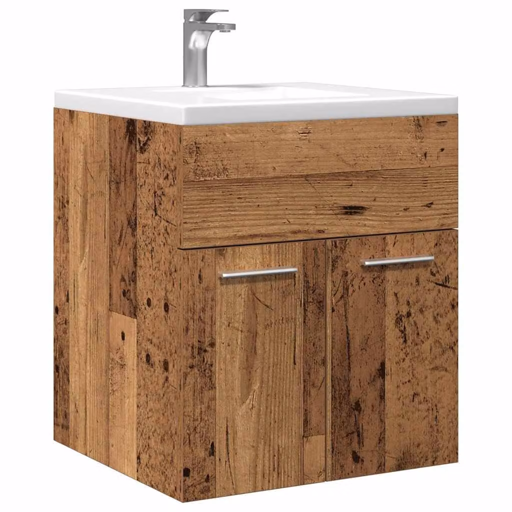 Mobile da bagno vidaXL in legno antico e metallo marrone con ante a cerniera L: 41 cm, P: 38,5 cm, H: 46 cm