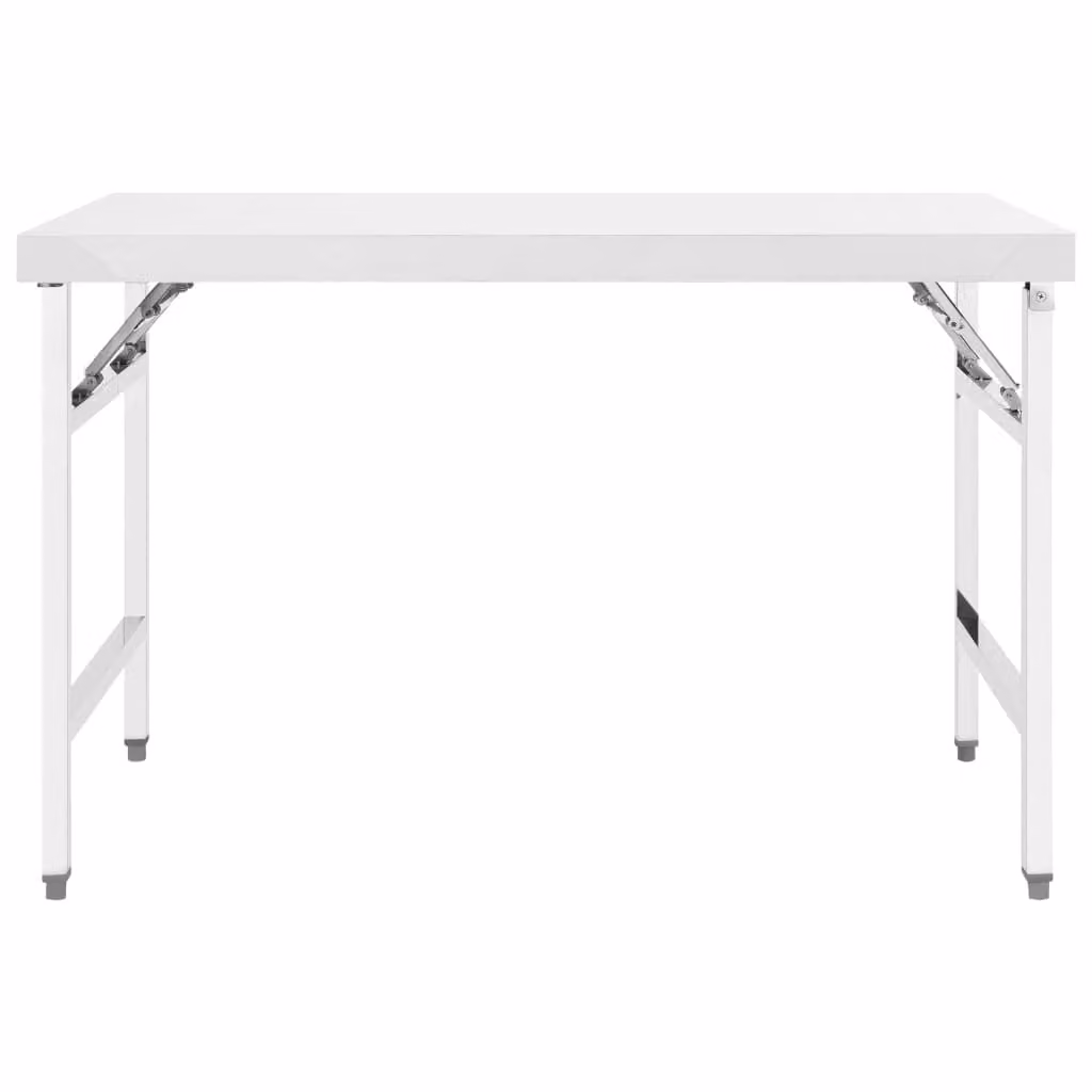 Tavolo da Lavoro Cucina Pieghevole 120x60x80 cm in Acciaio Inox
