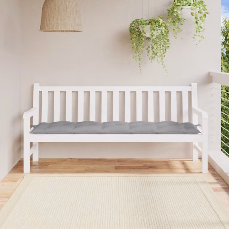 Cuscino per Panca Grigio 180x50x7 cm in Tessuto Oxford