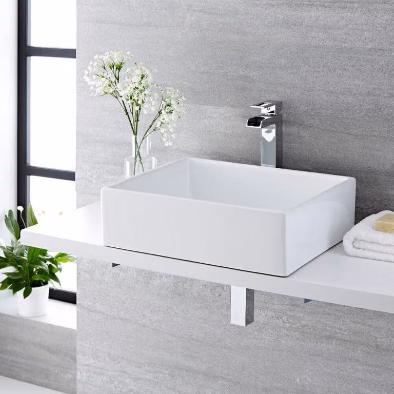 Lavabo Appoggio Rettangolare Bianco 145x490mm - Bardwell