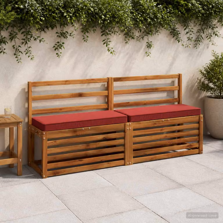 Set di 2 cuscini per panchina vidaXL VUGHT in poliestere rossi con rivestimento rimovibile e resistente ai raggi UV