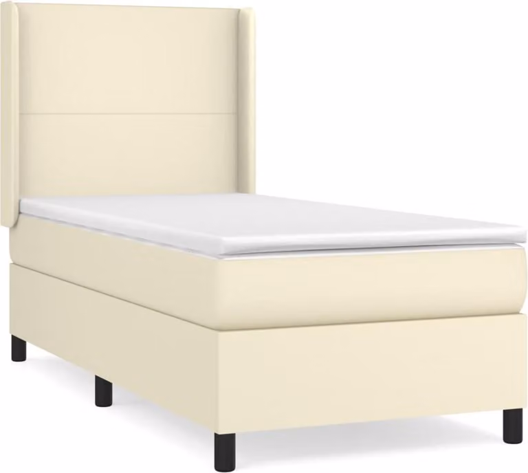 vidaXL Letto a molle con materasso crema 90x190 cm in Pelle finta