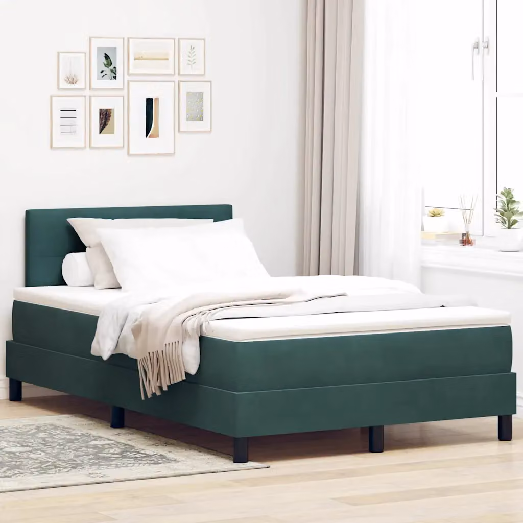 Letto a molle con materasso vidaXL in velluto verde scuro L/P/H: 200 x 120 x 88 cm