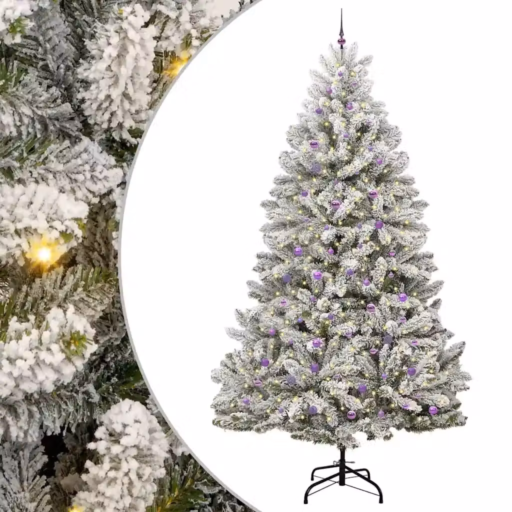 Albero di Natale artificiale moderno vidaXL verde con 300 LED bianco caldo in PVC e metallo, Altezza: 300 cm – 2