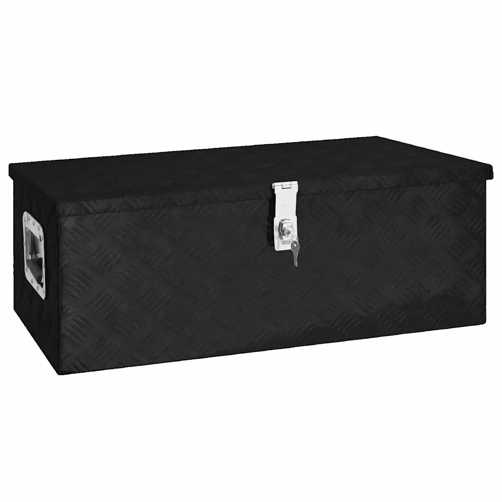 Contenitore portaoggetti in metallo nero vidaXL con maniglie L: 80 cm, P: 39 cm, H: 30 cm – 2