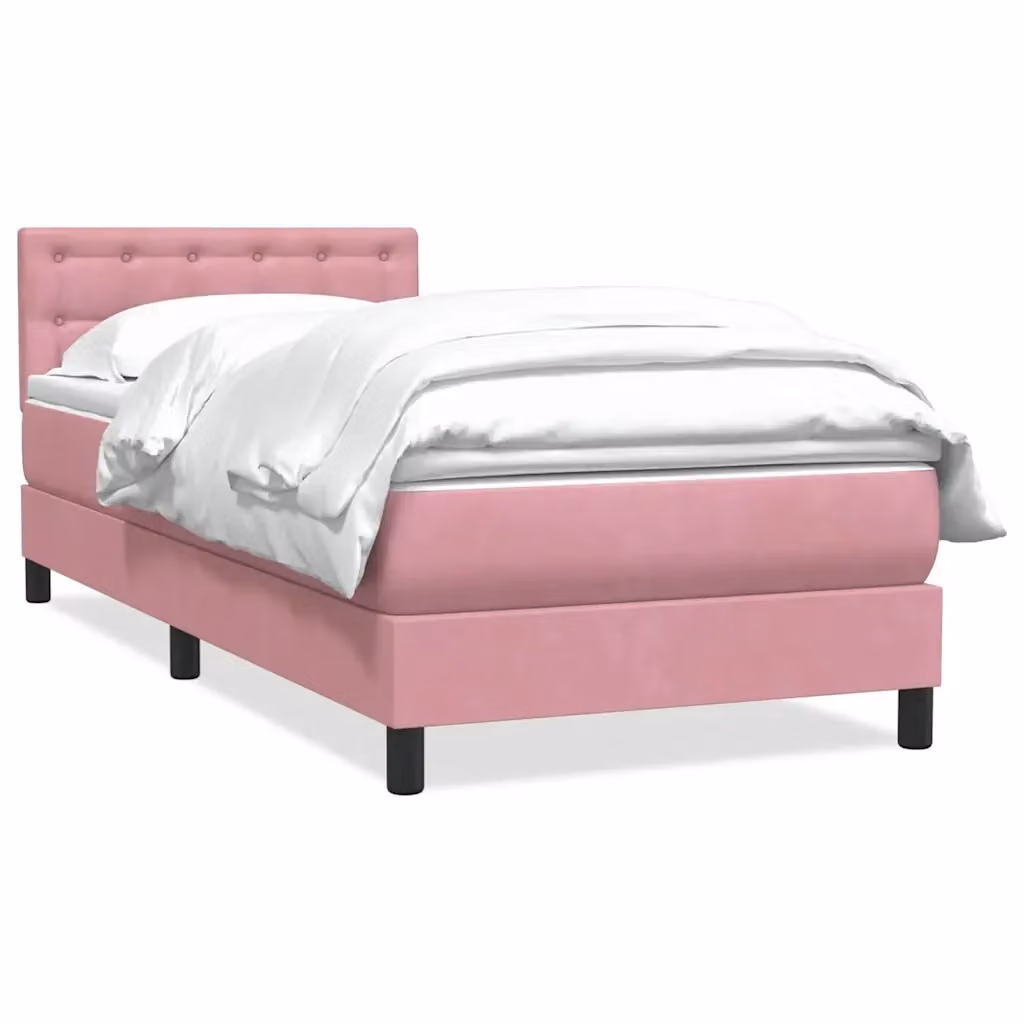 Giroletto con Materasso Ibrido vidaXL in Velluto Rosa e Bianco L: 80 cm, P: 223 cm, H: 30 cm – 2