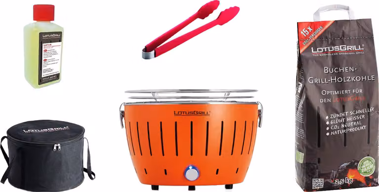 LotusGrill S Small Compact Starter Set barbecue a carbonella arancio mandarino