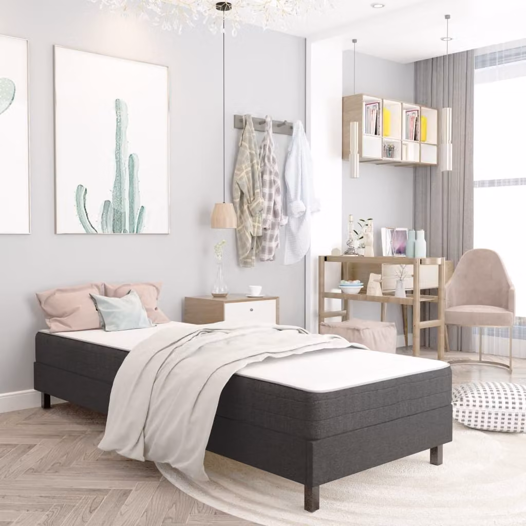 The Living Store Box spring bed tessuto grigio scuro 100x200 cm