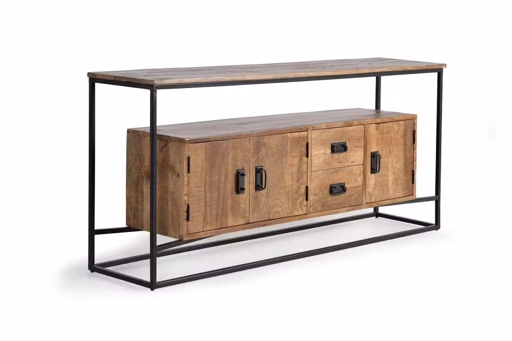 Madia SIGLO XX in legno di mango e metallo naturale Giner Y Colomer, marrone e nero – 2