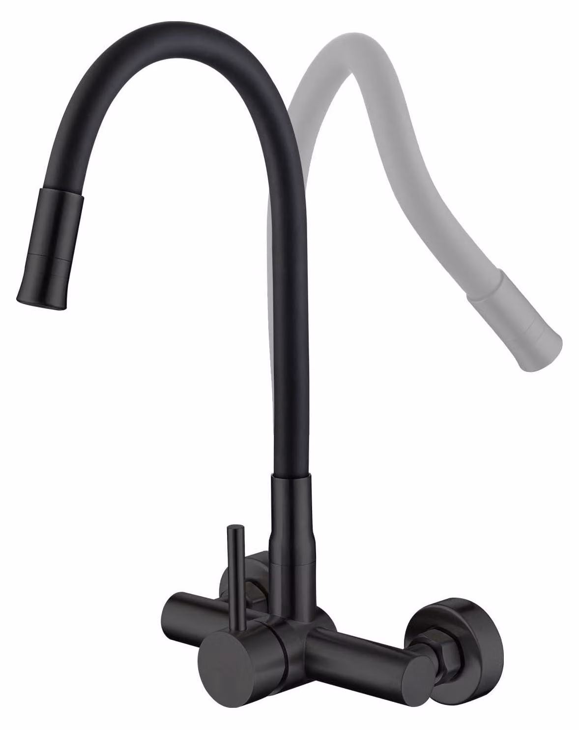 Miscelatore da parete nero, con 2 tipi di getto, girevole a 360°