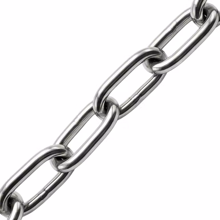 Catena in acciaio inossidabile V4A, lunghezza 2 metri, diametro 4 mm, resistente alla corrosione, a maglia continua