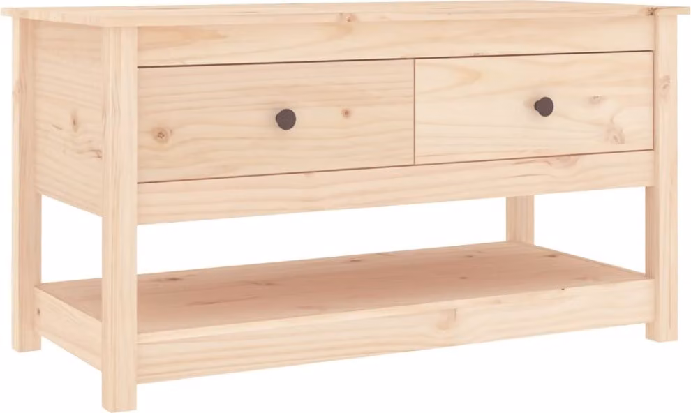 Tavolino da Salotto 102x49x55 cm in Legno Massello di Pino