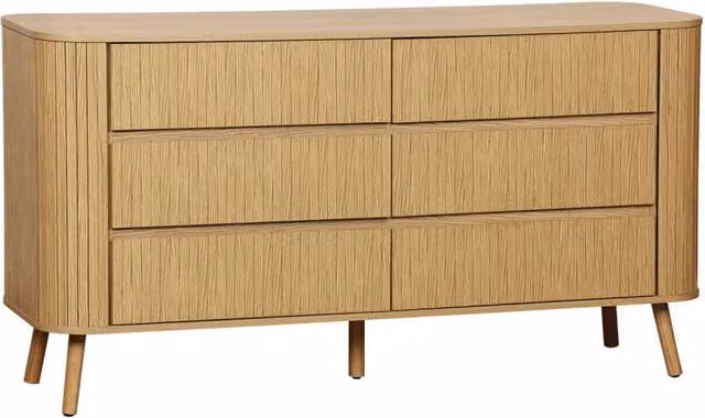 Comò decorazione striato, 6 cassetti, marrone naturale