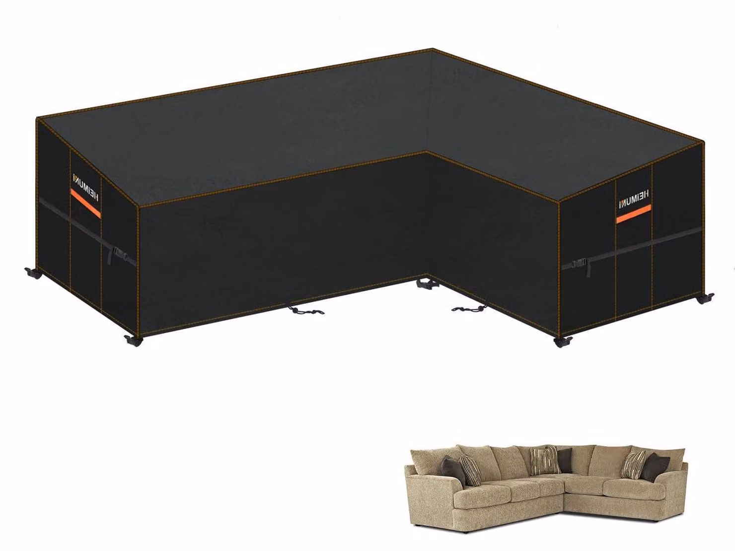 Copertura per mobili da giardino, divano a forma di L, impermeabile, telo protettivo per divani ad angolo, dimensioni 250x180x90x80/65 cm