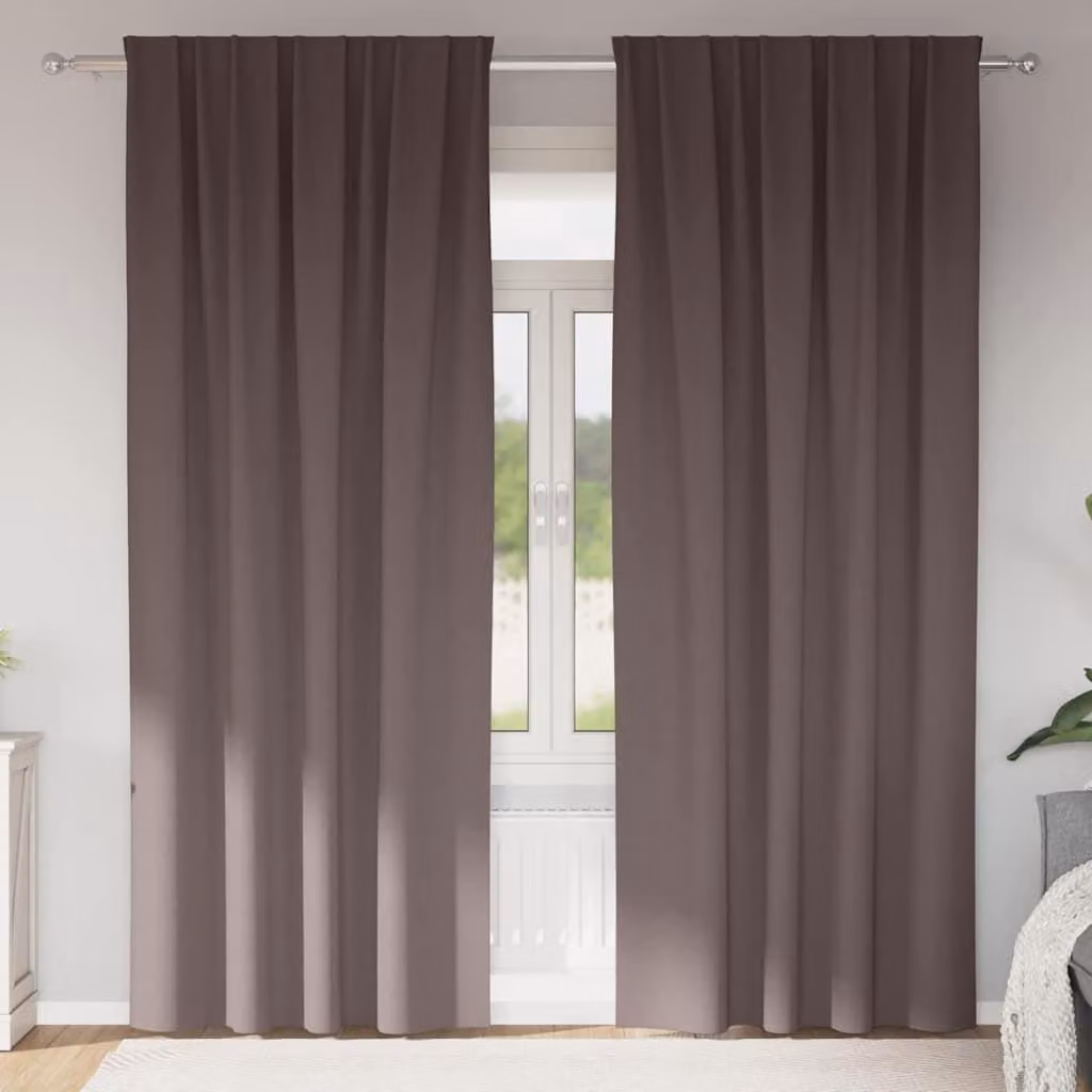 Tende Blackout con Anelli 2 pcs Marrone Scuro 225 x 140 cm