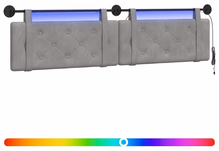 Testiera sospesa Con luce LED Grigio Chiaro Velluto