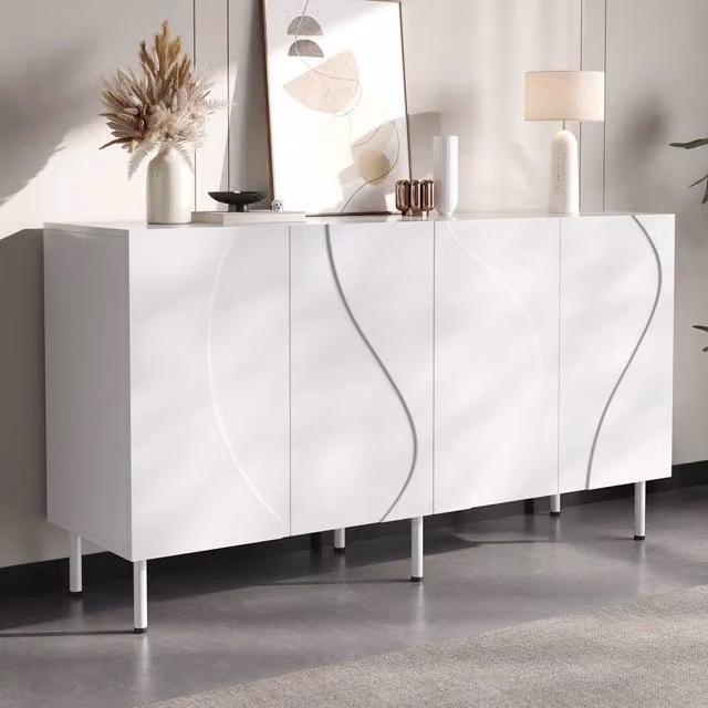 Consolle Moderna Minimal in MDF e Metallo Bianco L: 100 cm, P: 40 cm, H: 77,5 cm – 1
