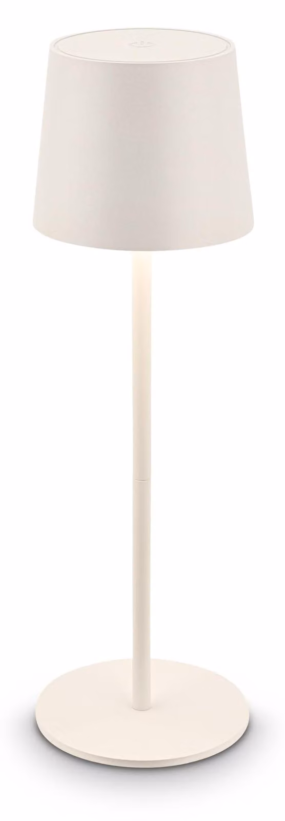 Lampada da tavolo LED, senza fili, grado di protezione IP44, dimmer touch, dimensioni 11x34,5 cm, finitura bianco antico
