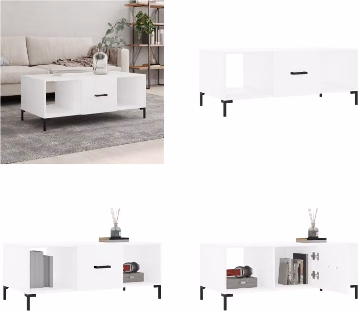 vidaXL Tavolino bianco 102x50x40 cm in legno - Tavolino - Tavoli da caffè - Tavolino - Tavolo da divano