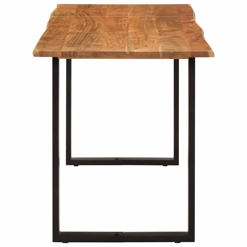 Tavolo da pranzo rettangolare in legno di acacia e metallo stile industrial vidaXL L/P/H: 140 x 70 x 76 cm color marrone e nero – 2