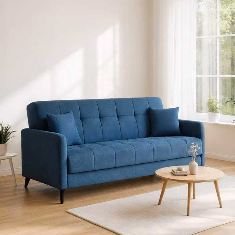 Dmora Divano Letto 3 Posti Novalesa 211x92 cm Grigio Chiaro, Contenitore di Apertura Click-clack