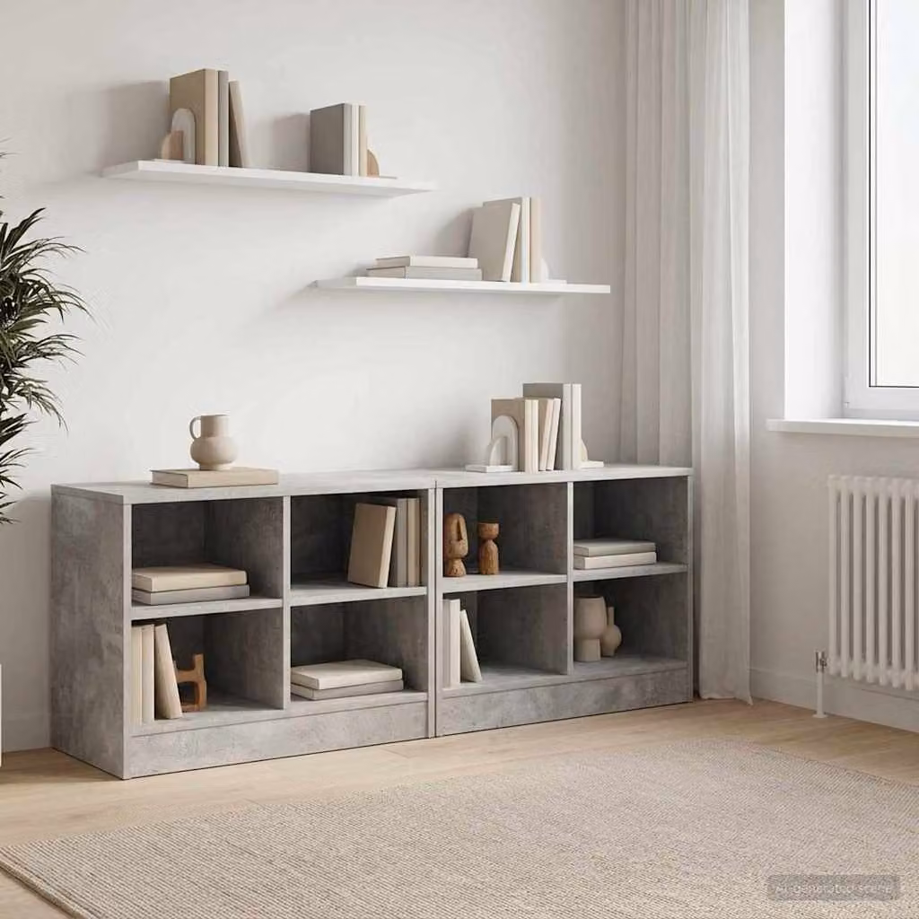 Set di 2 armadietti per letto vidaXL in stile moderno, colore grigio cemento, L: 66 cm, P: 33 cm, H: 48 cm
