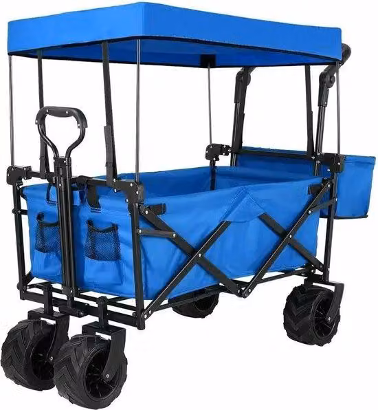 Carrello da trasporto in acciaio con chiusura di sicurezza e capacità di carico di 100 kg - Colore blu - Dimensioni 86x50x78 cm
