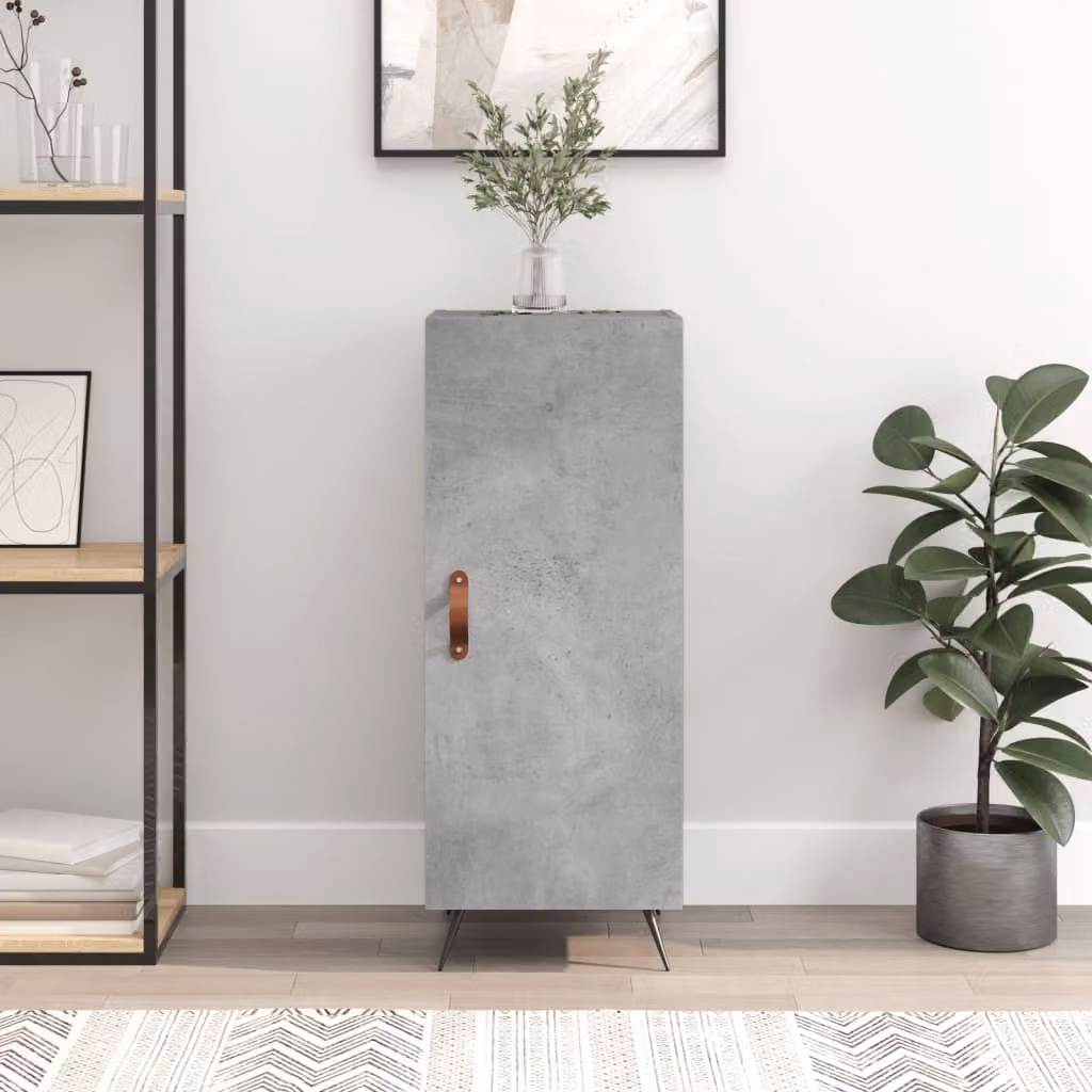 Credenza moderna vidaXL in legno multistrato e metallo, Grigio Cemento, L/P/H: 34,5 x 34 x 90 cm