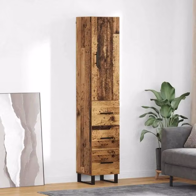 Credenza moderna vidaXL in legno ingegnerizzato marrone per cucina e sala da pranzo L/P/H: 34,5 x 34 x 180 cm