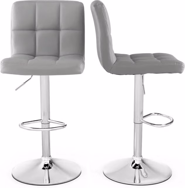 Set di 2 sgabelli da bar Design Mania in ecopelle grigia con altezza regolabile e rotazione a 360 gradi