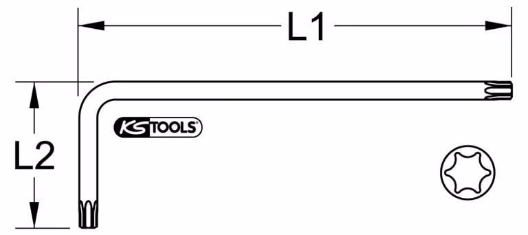 KS TOOLS Chiave Torx a testa sferica per perni angolari XL T50 con angolo di 108° - 151.4299