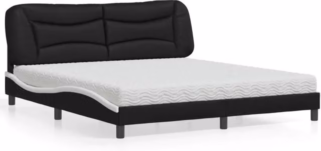 Letto con Materasso Hvar vidaXL in Similpelle Nero e Bianco 180x200 cm – 2