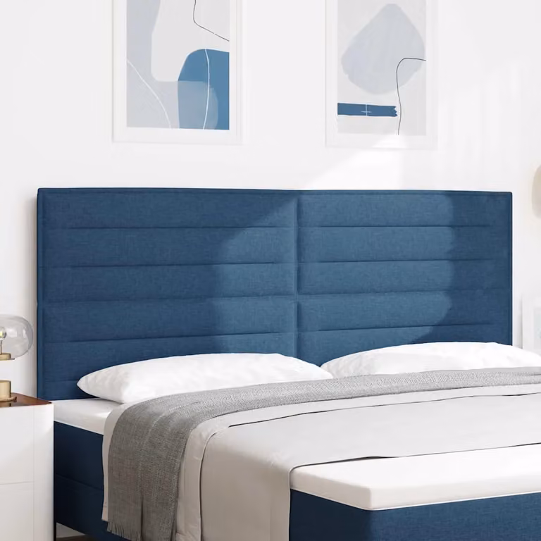Testiera per letto con illuminazione LED vidaXL in tessuto blu, Larghezza: 200 cm