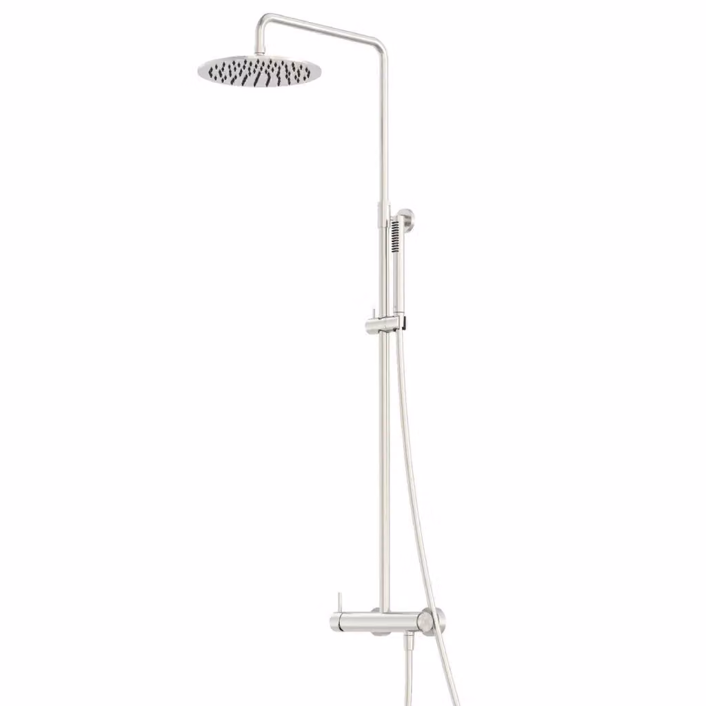 SINED Miscelatore Doccia Termostatico Levante in Acciaio Inox Satinato con Soffione da 25 cm e Doccino a Mano, Installazione a Parete – 2